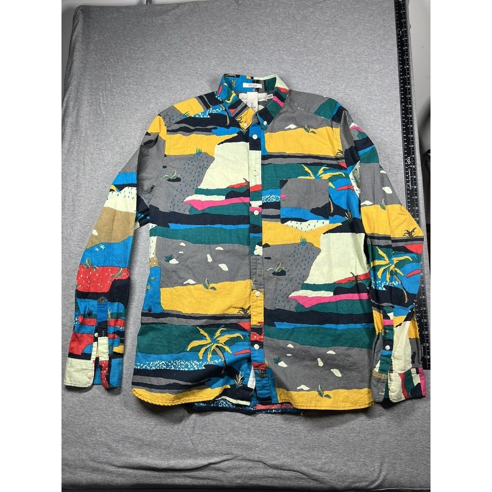 L O G G by H&M‎ Mens Large Shirt Colorful Vintage Look Design Regular Fit retro